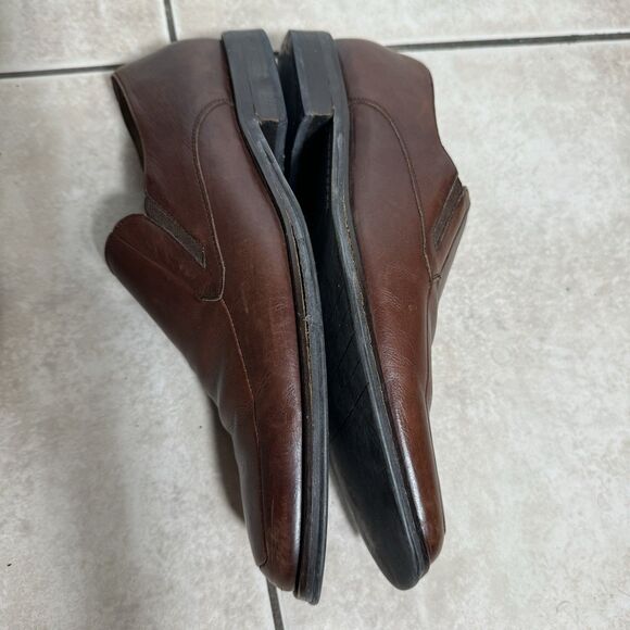 Mezlan Mayfield Men’s 9.5 Apron Toe Brown Leather Slip On Loafer Dress Shoe
